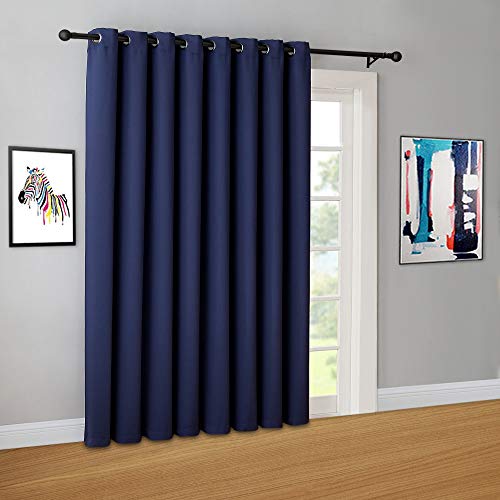 Warm Home Designs 1 Panel of Navy Blue Blackout Patio Door Curtains. Each Extra Wide, Extra Long Insulated Thermal Sliding Door or Room Divider Curtain is 102" X 96" in Size - N Navy Patio 96