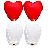 LilaLemon Lot de 4 lanternes chinoises respectueuses de l'environnement, lanternes flottantes pour voler à l'extérieur, lanternes à libérer en mémoire, lanternes pour anniversaires, Aïd, funérailles