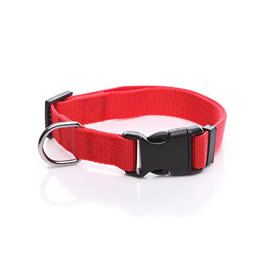 Adjustable Nylon Dog Collar pet Collar 1 Inch 3/4 Inch 5/8 Inch Wide for Large Medium Small Dogs(5/8 Inch Red)