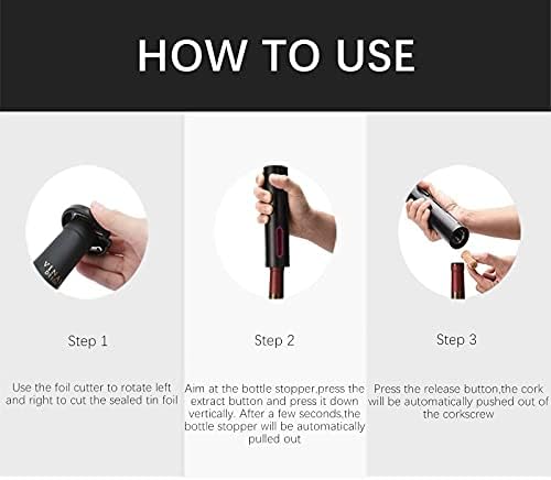 IraXpro Electric Wine Opener,Automatic Wine Bottle Opener,Electric Wine Opener Cordless,Battery Operated Wine Opener with Foil Cutter,One-Click Button Automatic Wine Corkscrew,Gift for Wine Lovers