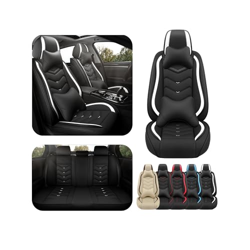 Image of ADERN Car Seat Covers for Jeep Wrangler 2000-2026, Premium Nappa Leather Car Seat Cover, Stylish Sport Seat Covers， Automobile Seat Cover Sets.(Luxury 5 Seats /Black White)