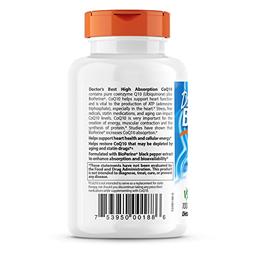 Doctor's Best High Absorption Coq10 With Bioperine, Heart Health & Energy Production, Non-Gmo, Gluten & Soy Free, Vegan, 100 Mg, 120 Count #TOP2