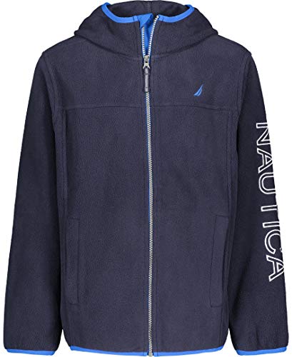 Nautica Boys' Big Fleece Zip-Up Hoodie Sweatshirt, Navy/Sleeve Logo, 8 #TOP2