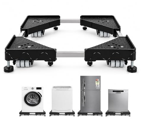 Image of PUREAGLE Premium Stainless Steel Heavy Duty 24 Wheel Adjustable Stand /Trolley /Suitable for Front&Top Load Washing Machine /Refrigerator, Dishwasher /Capacity Upto 350 Kg Washing Machine 6.5 /7 /8 /9 /10 Kg
