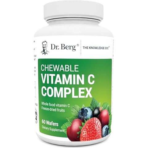 Dr. Berg Chewable Vitamin C Complex - Made with Organic, Non-GMO Berries - 60 Delicious Wafers Cover