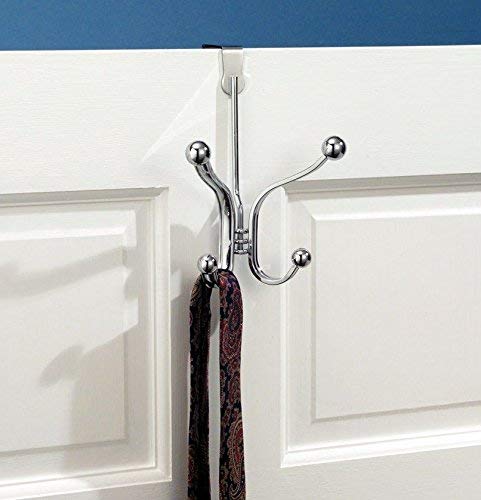 IDesign Axis Colgador De Puerta 4 Ganchos (18.5x12.2x8.9cm) - Metal Blanco, Sin Herramientas, Para Chaquetas Y Toallas