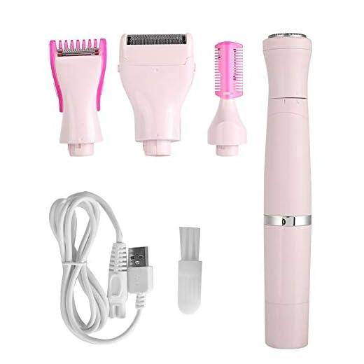 Depilador corporal feminino, depilador 4 em 1 aparador de biquíni elétrico barbeador sem dor, removedor de pelos recarregável por USB, depilador feminino (rosa)