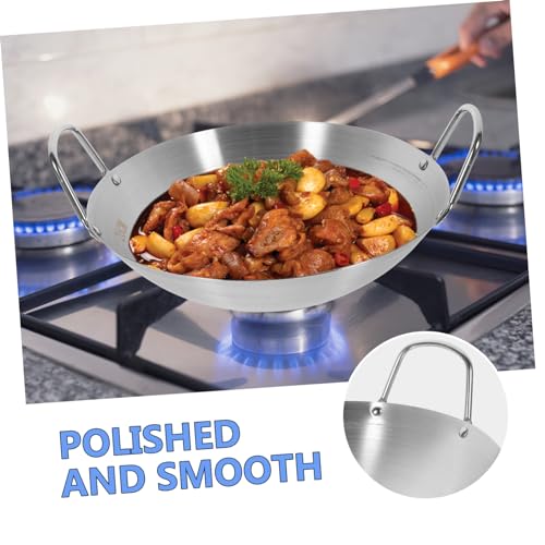 Wok acero inoxidable fondo redondo doble asa miniatura 5