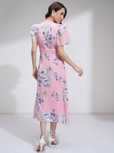 Image of Tokyo Talkies Women's Short Sleeves V-Neck Printed Dresses | Stylish Dresses | Casual Dresses