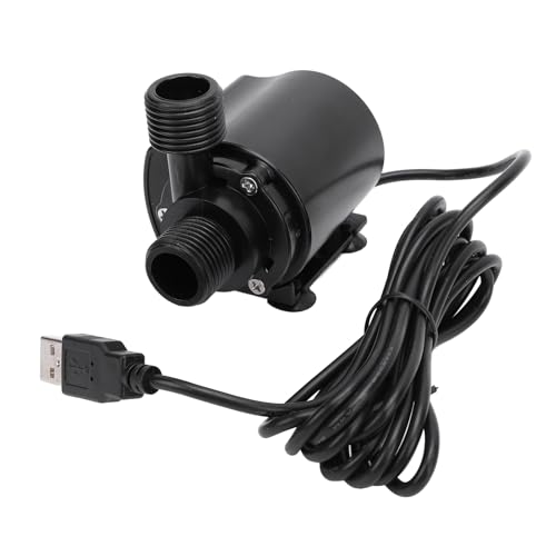 Fdit Bomba Sumergible, DC 5V 4W 180cm Lift 500L/H IP68 Bomba de Agua Sumergible con Fuente sin Escobillas USB Ultra Silenciosa, Acuario para Pecera