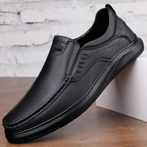 Men'S Fashion Leather Anti-Slip Casual Loafers,Lightweight Soft Sole Slip-On Low Top Comfortable Walking Shoes,for Business Office Driving Shoes2