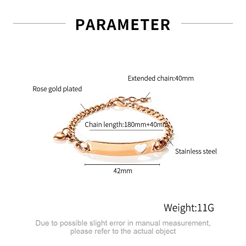 Jewish Blessings Bracelet Stainless Steel Curved Ends Id Heart-Shaped Link Bracelets Hebrew Shema Adjustable Prayer Bracelet Customizable Israel Jewelry for Women - 7.08" to 8.66"2