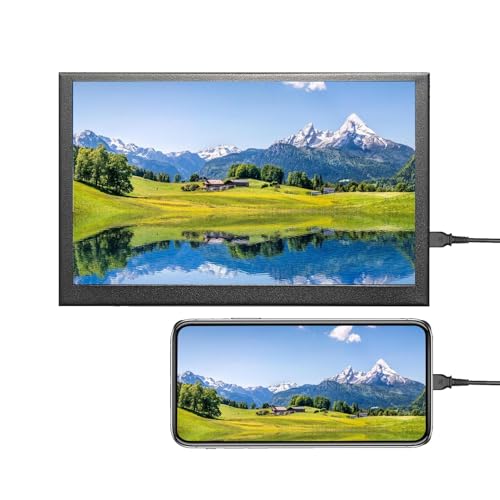 Lazmin112 Monitor Portátil con Pantalla Táctil, Pantalla Táctil Capacitiva 5 Puntos, 1024 x 600, Ángulo Visión 170°, 400Cd/m², Relación de Contraste 700:1, Velocidad Internet, Fecha