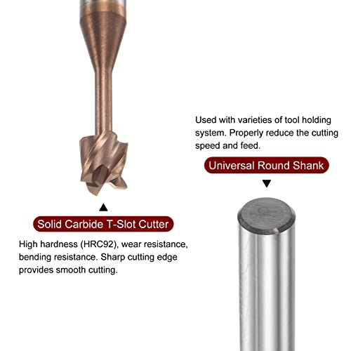 Image of HARFINGTON T Slot End Mill Milling Cutter 4mm Cutting Depth 4mm Shank Solid Carbide Titanium Coated 4 Flutes for Stainless Steel Alloy