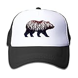Waldeal Bear Forest Mountain Trucker Mesh Hat, Adjustable Youth Toddler Baseball Cap for 2-8 Years Old Boys and Girls, Black