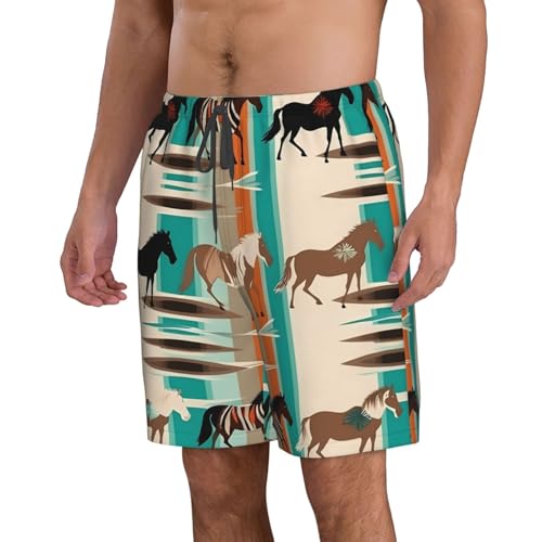 Horse Stripes Pattern Men's Swim Trunks Quick Dry Board Shorts with Pockets Casual Drawstring Beach Shorts2