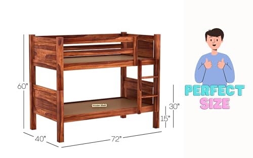 Image of Custom Decor Solid Sheesham Wood Bunk Bed for Home /Hotel /Hostel (Zenflow-1)
