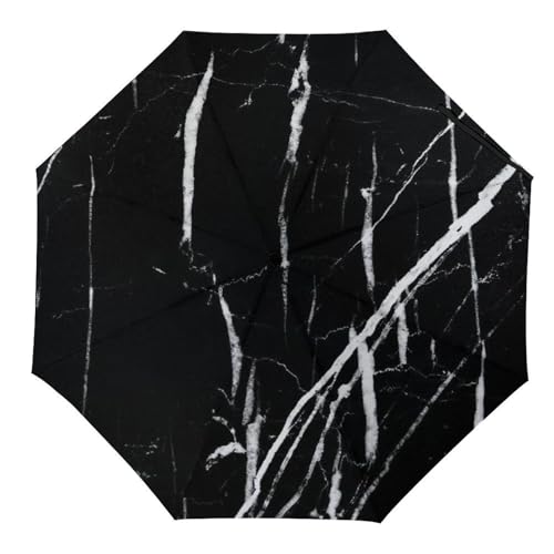 Parapluie pliable en marbre noir coupe-vent et imperméable de voyage