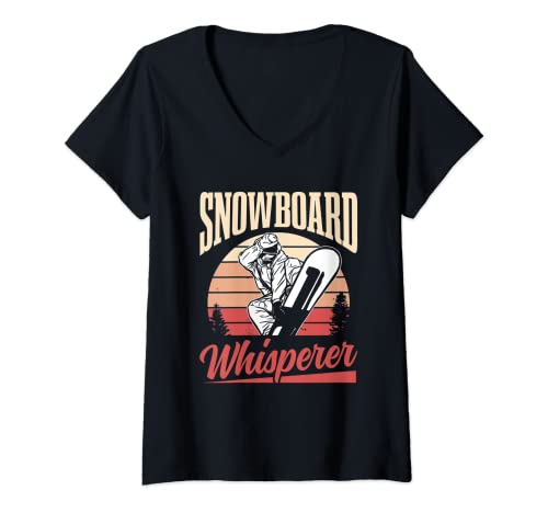 Mujer El Susurrador De La Tabla De Nieve Snowboard Snowboarder Camiseta Cuello V