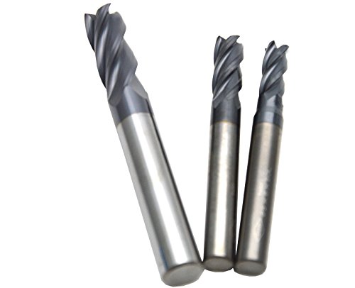 Wokesi 6mm 8mm 10mm Cutter Dia,Pack of 3,Std Length,4Flutes,HRC55,TiAlN Coated,Metric,Solid Carbide,Square Nose End Mill,CNC Router Bits Cutting Milling Tools (6mm+8mm+10mm, HRC55)