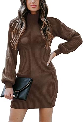 ANRABESS Women Long Sleeve Turtle Mock Neck Rib Knit Stretch Slim...