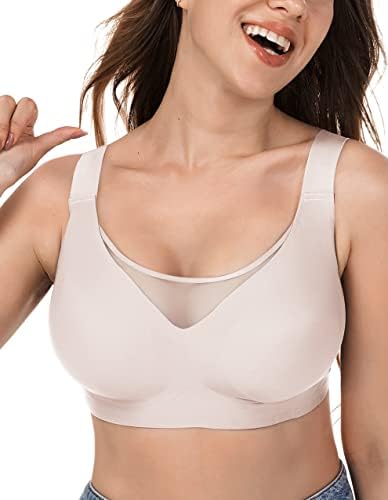 Brabalas Wireless Bras for Women, Extremely Comfortable Seamless Mesh Bralettes Adjustable Padded Everyday Bra
