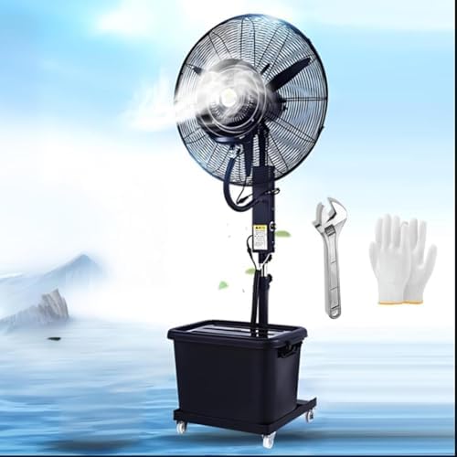 Outdoor Misting Fan for Patios - 30" Waterproof Industrial Pedestal Fan with Water Tank, 3 Cooling Speeds, Ideal for Decks & Shops - Efficient Cooling Solution (380W)