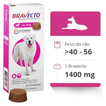 Anti Pulgas e Carrapatos Bravecto para Cães de 40 a 56 kg - 1400 mg
