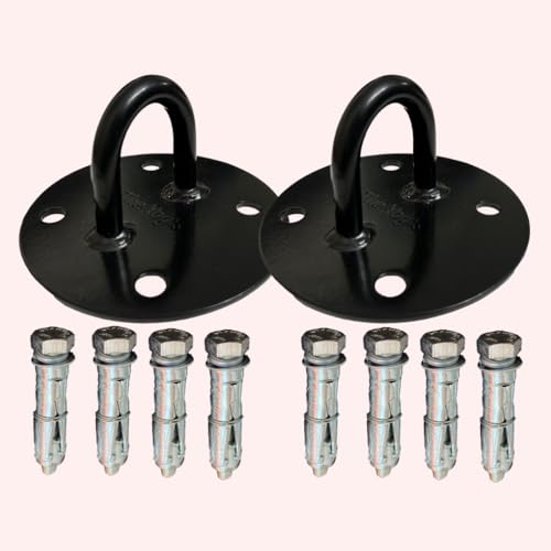 The Yogis Iyengar Yoga Wall Ropes Hooks Wall and Ceiling Mount Bracket for Aerial Yoga Suspension Straps Anchor Hooks | 500KG Capacity | PC- 2 Black Colour