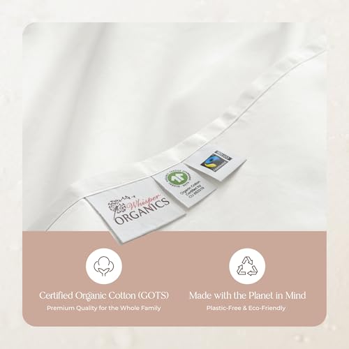 Image of Certified Organic Full Flat Sheet Only - 100% Organic Cotton Top Sheet with Luxurious Soft and Breathable 300 Thread Count Sateen Weave Finish - GOTS & Fairtrade Certified (White, Full)