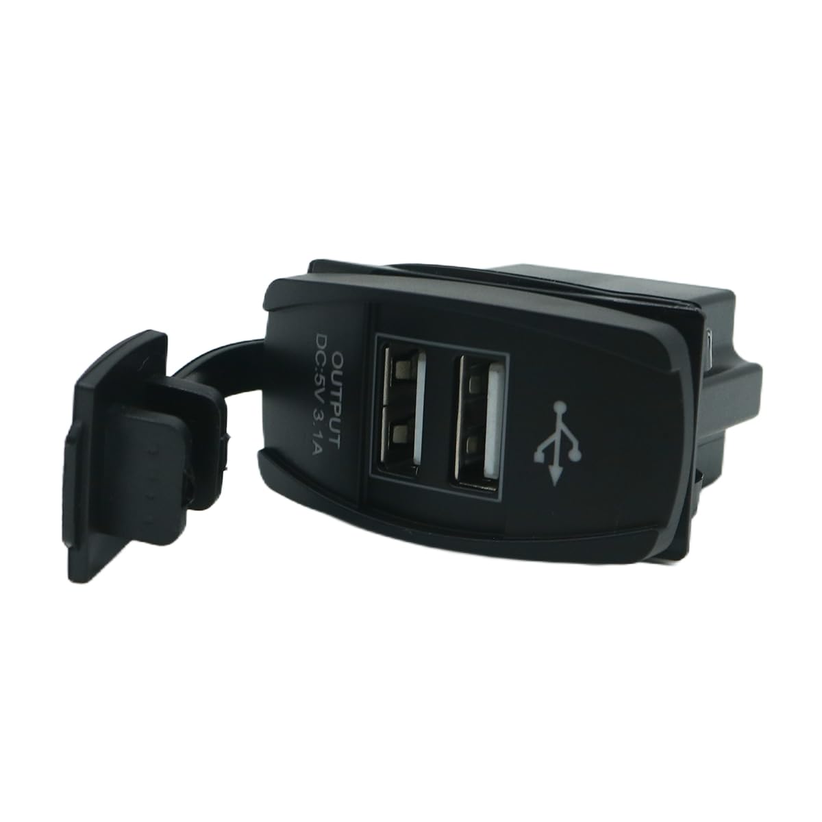Batum Podwójna ładowarka samochodowa USB 3.1A 12V-24V, gniazdo panelowe z osłoną, niebieskie światło