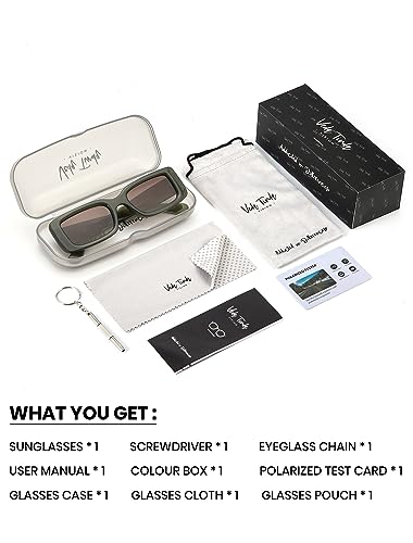 Image of Veda Tinda Vision Rectangle Sunglasses Men Tinted Polarized Big Square Retro 90s Vintage y2k Glasses for Women UV Protection