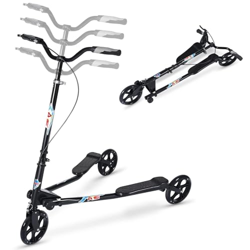 AOODIL Trottinette Pliable à 3 Roues Trottinette Swing Tri Slider Kick Wiggle Trottinettes Push Drifting avec poignée réglable pour garçons/Filles âgés...