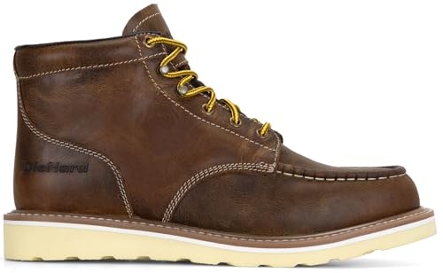 DieHard Men's Mustang casual Brown Leather Wedge Boots. Ankle-High, Slip-Resistant, Soft Toe