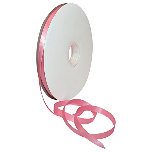 Image of Morex Ribbon 08809 /00-155 Polyester Double Face Satin, 3 /8 inch x 100 yd, Geranium Pink