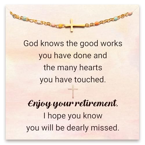 STORYJEWELLERY Retirement Gift for Woman, Retired Gifts for Teacher Nurse and Coworker, Retirement Bracelet, Cross Bracelet, Christian Jewelry