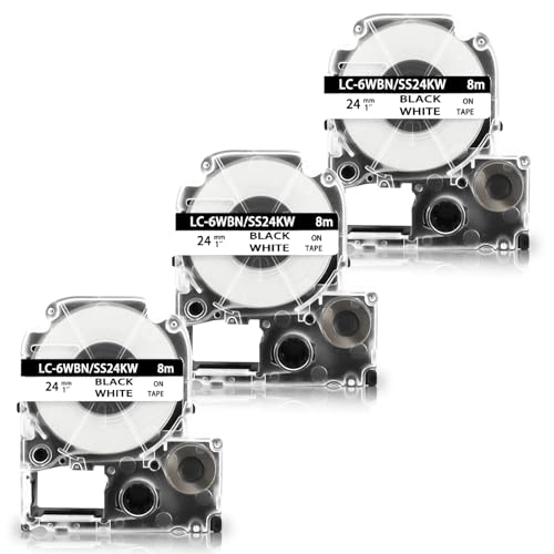 テプラ 24mm 白 互換 キングジム テプラ テープ SS24K ラベルテープ テプラPRO カートリッジ 3個の商品画像（Amazon）
