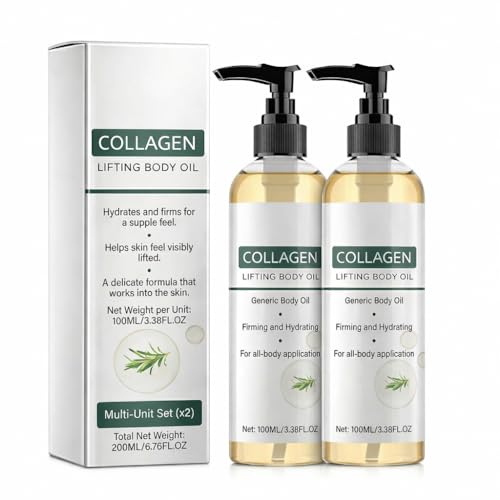 LTNOVAAY Collagen Lifting Body Oil Silky Moisturizing Body Oil for Dry Skin Lightweight Body Care Oil for Neck Chest Arms and Thighs Fast-Absorbing Daily Skin Care 2 Pack 3.38 Fl Oz Each