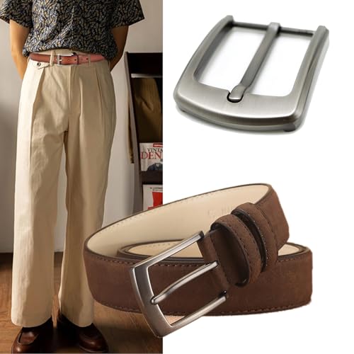 Amazleer Gürtelschnalle für Herren, Belt Buckle, Zinklegierung Poliert, 40mm, Einzelne Zinken Quadratisch, Klassische Ledergürtel Ersatzschnalle Men’s Belt Buckles
