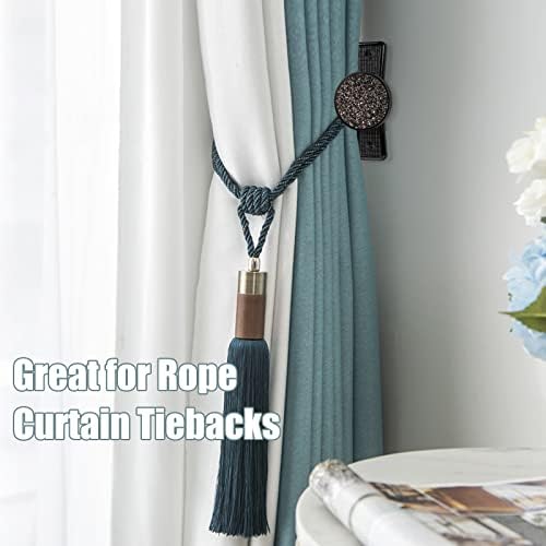 Curtain Tie Backs Hooks, Curtain Hooks Metal Holdback for Tiebacks Wall Mounted Black Decorative Drapery Tassel Holders Modern Curtain Hold Backs Hooks for Thin or Thick Drapes