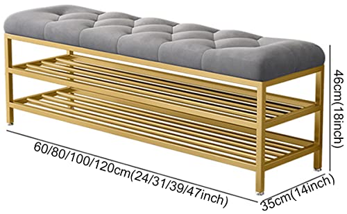 Banc à chaussures d'entrée avec tabouret et étagère de rangement - 3