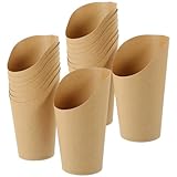 Uonlytech 100 Vasos para Papas Fritas de Papel Kraft Grueso, Contenedores Desechables para Snacks, Portavasos para Aperitivos y Fiestas, Recipientes para Refrigerios Pequeños, 100 Piezas
