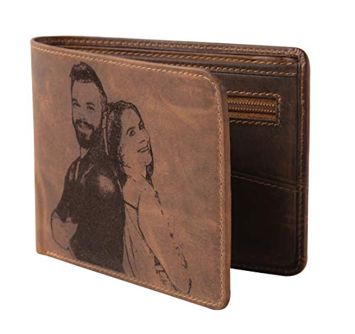 Karmanah Light Brown Photo Engraved Genuine Leather Men's Wallet ...