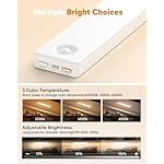 Under Cabinet Lighting,3 Color Temperatures Motion Sensor Light Indoor 2 Pack, USB Rechargeable Battery Operated Closet Lights, Wireless Dimmable LED Cabinet Lights, Under Counter Light for Kitchen - Image 3