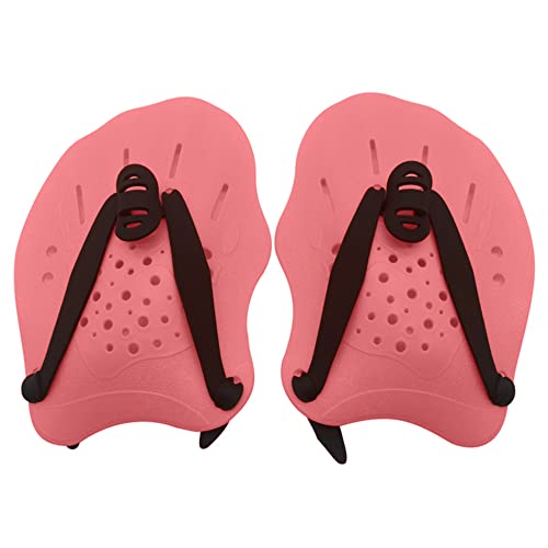 Mochalight 1 Pair Swimming Hand Paddles with Adjustable Strap,Swim Training Hand Paddles for Women Men Children Pink M