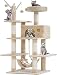 Cat Tree Cat Condo Middle Size Natural Sisal Ultra-soft Plush Cat Tower Cat House With Scratching Post,64"