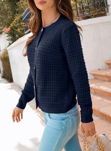 Dokotoo Fall Cardigan Sweaters for Women 2025 Lightweight Long Sleeve Open Front Button Down Jacket4