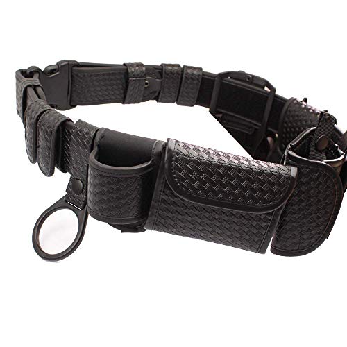 ROCOTACTICAL 10-in-1 Police Duty Utility Belt Rig, Sentinel Duty Web Belt, Modular Law Enforcement Duty Belt with Pouches-Handcuff Case, Radio Pouch, Pistol Holster, Light Holder, Medium