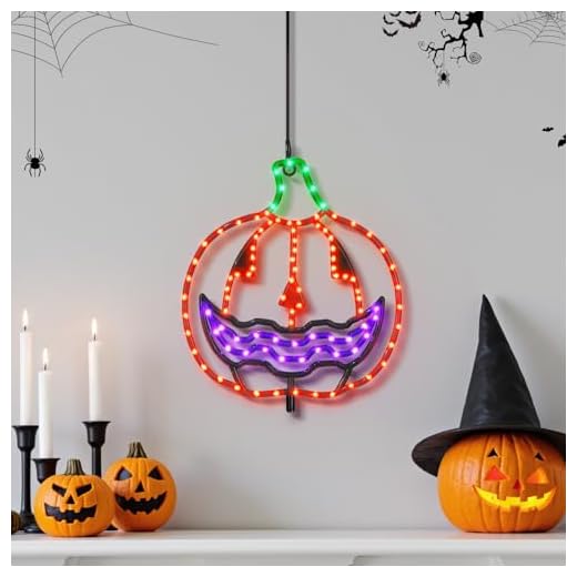 Halloween Lighted Pumpkin Light Single – Hanging Lighted Pumpkin with 4 Light Modes & Timer – Indoor & Outdoor Halloween Decor Yard Decorations Spooky Party Lighting
