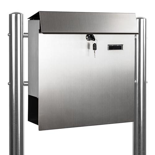 Maxstore STILISTA Standbriefkasten, V2A Edelstahl, Zeitungsfach, Modellwahl, Eckig